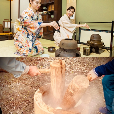 夜限定。体験型抹茶・お餅つき